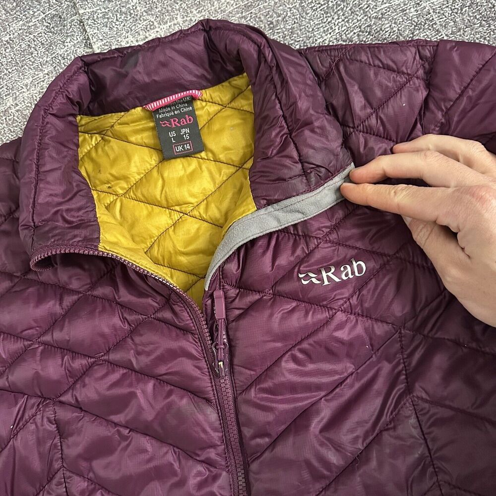 Women's Rab Purple Altus Insulated Quilted Full Zip Up Puffer Coat Jacket Sz L